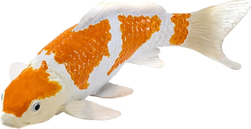 MOJO موجو | تمثال سمكة كوي أوشيبا شيغوري مطلي يدويًا، برتقالي وأبيض، نموذج زخرفي، مجموعة عشاق السلسلة 1، الطراز الياباني (سمكة كوي أوشيبا شيغوري) - Image 3